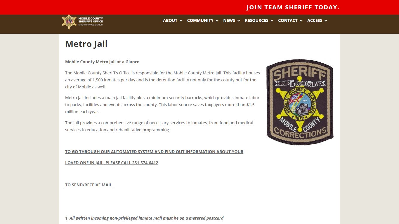 Metro Jail | Mobile County Sheriff's Office